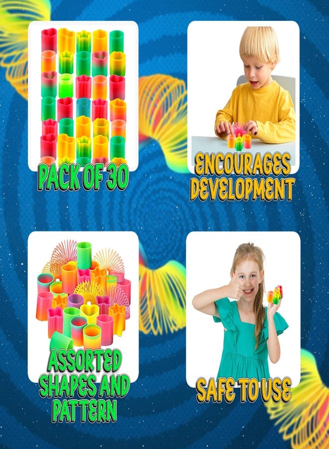 Bedwina Rainbow Spring Toy Assortment - (Pack of 30) Mini Plastic Coil Spring Toy - Bright Colors and Shapes, Goody Bag Filler, Party Prizes and Stocking Stuffers for Kids - Image 2